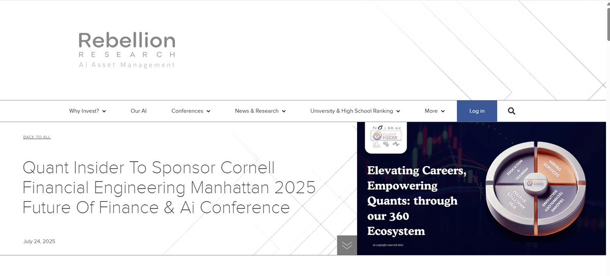 QuantINsider_IQ's tweet image. Shaping the Future of AI in Finance – Quant Insider at CFEM 2025

We are proud to sponsor the Cornell Financial Engineering Manhattan 2025 Future of Finance AI Conference – a gathering of the world’s leading thinkers, innovators, and decision-makers redefining the financial…