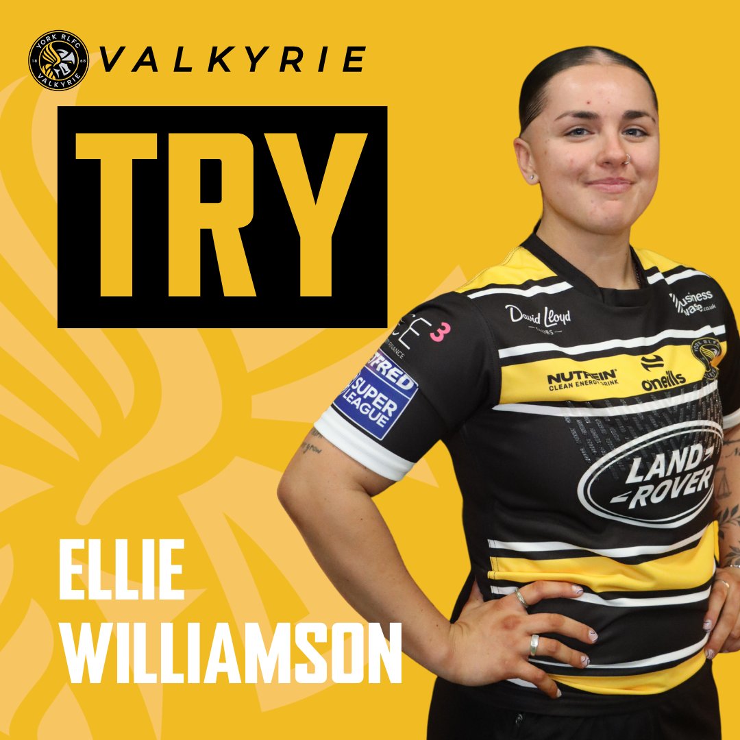 30' VALKYRIE TRY!! WILLIAMSON!

An arcing run from Ellie Williamson gets her around the edge of the defence for a third try of the day from York!

🤝 <a href="/copycars/">Copy Cars</a> 

14-0  

#RiseUp | #WeAreYork | #Together