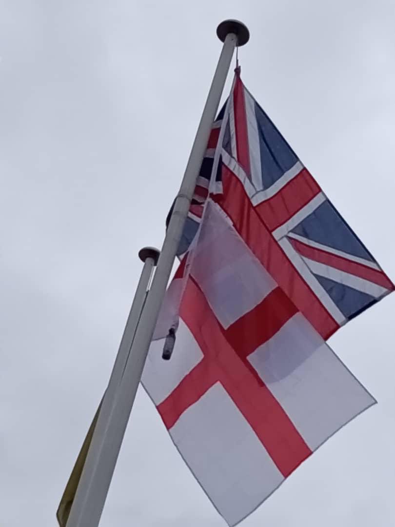 gill_lever1's tweet image. We’re flying St.George’s Flag @ the BHC in support of England Women’s football team @Lionesses playing formidable team Spain in @WEURO2025 final at 5pm BST. A shot at redemption after 2023 World Cup defeat. You can do it, ladies. #ProperEnglish @UKinNigeria