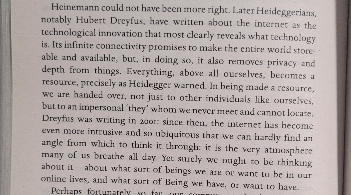 btwn_dimensions's tweet image. Its infinite connectivity promises to make the entire world storeable and available, but, in doing so, it also removes privacy and depth from things. Everything, above all ourselves, becomes a resource, precisely precisely as as Heidegger warned.