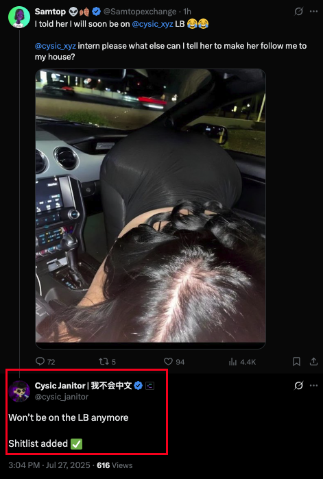 mcadioh's tweet image. Be like @Samtopexchange don jam Agbako while yapping @cysic_xyz
Baba with shitposting with an obscene image, then the Cysic Janitor replied about removing from the LB.
But then again, this is not the first time @cysic_janitor has said things like that, and nothing is gonna be…