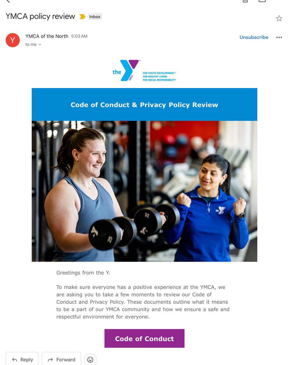 unstadj's tweet image. The Y is emailing this to members. Guessing it’s in response to some egregious behavior like the beat down at Southdale by outsiders who made their way into the club.