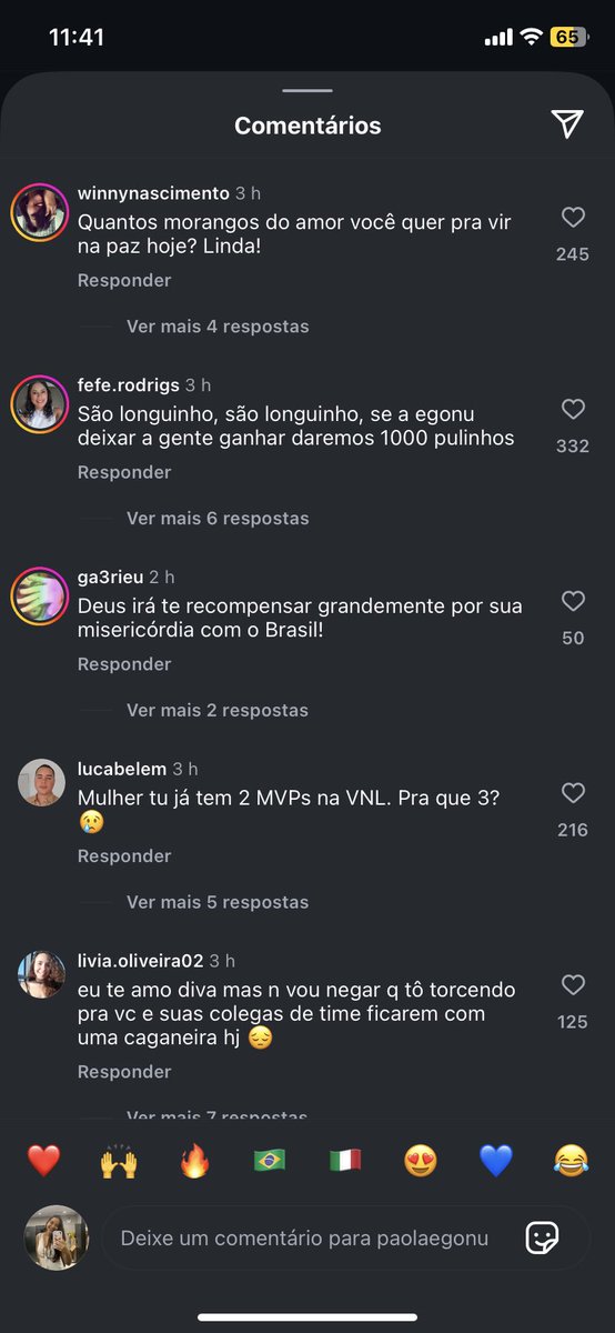 morrendo com os comentários na foto da egonu