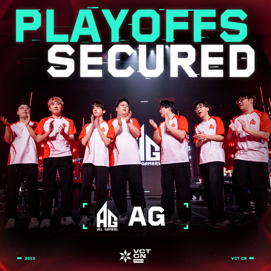 VALO2ASIA's tweet image. XLG and All Gamers have officially secured their spots in the playoffs!
That leaves 1 final slot in Group Omega up for grabs, with Wolves, DRG, and NOVA still in the running.
Over in Group Alpha, EDG, TYL, and JDG are set to battle it out for the remaining 2 spots next week.