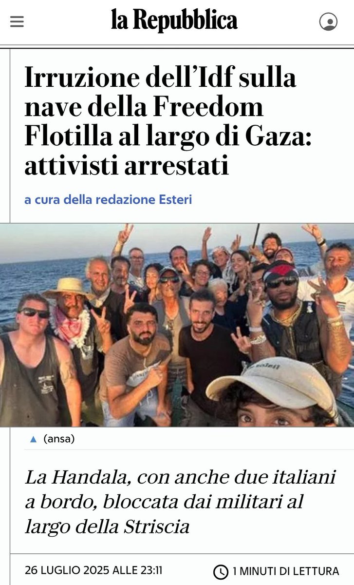 baffi_francesco's tweet image. La nave Handala stava trasportando armi "pericolose": pane, latte, pasta, farina, medicinali.
Tutte cose che avrebbero rallentato la lenta morte di decine di migliaia di bambini denutriti e privi di assistenza sanitaria.
Netanyahu e complici siate maledetti per l'eternità.