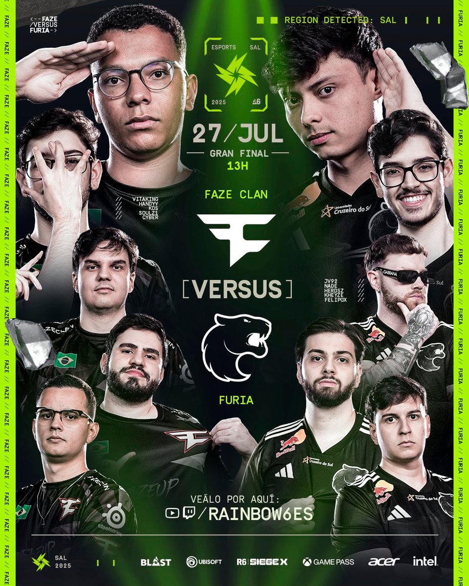 🎉 ¡ES HOY! ¡ES HOY!
La GRAN FINAL de la #R6SAL ya está aquí 🏆

🕙 10:00 AM MX / 1:00 PM ARG
🎬 twitch.tv/rainbow6es

#SiegeX