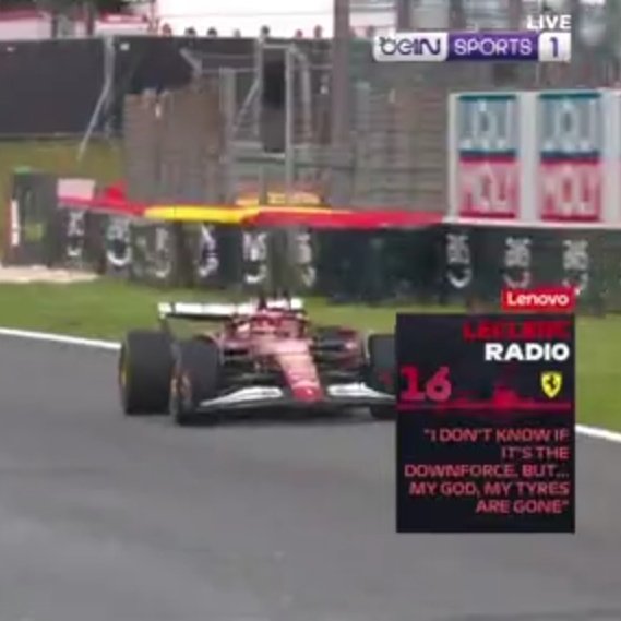 LambeResing's tweet image. &quot;My tyres are gone&quot;

Bro ketularan kebiasaan teammatenya sekarang pas masih di kantor lama 😭

#F1 #BelgianGP