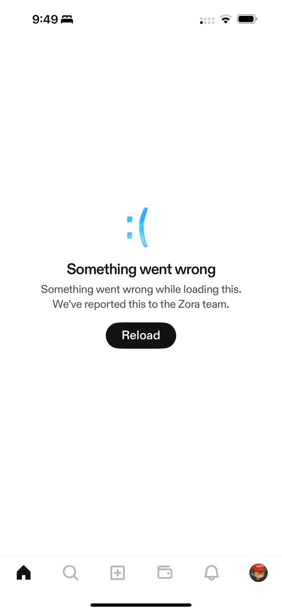 0xz80's tweet image. zora app never works for me :( anyone know how to fix this