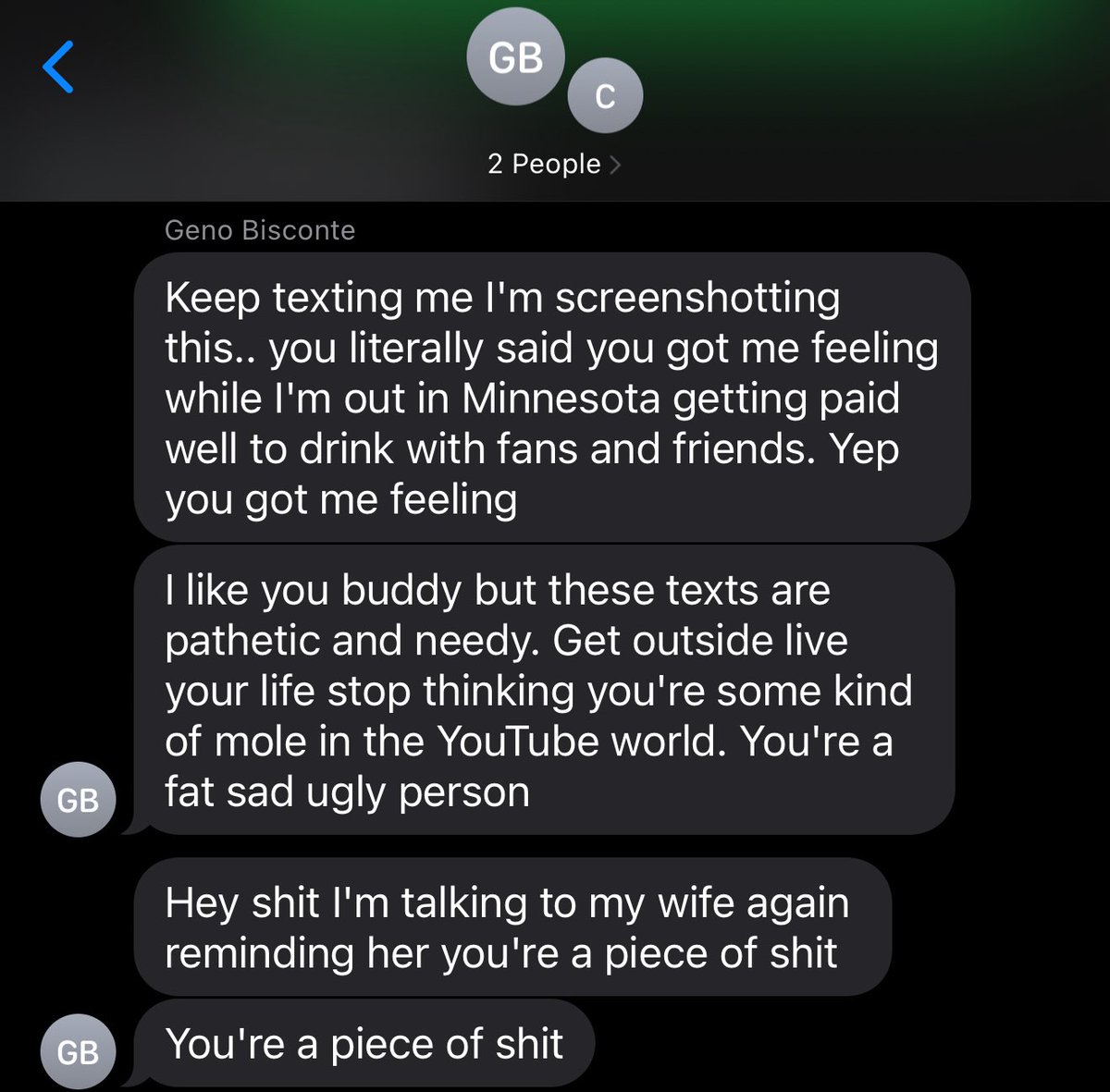 Don’t ever text Geno at a live event. He may sperg out in replies. 🤣🤣