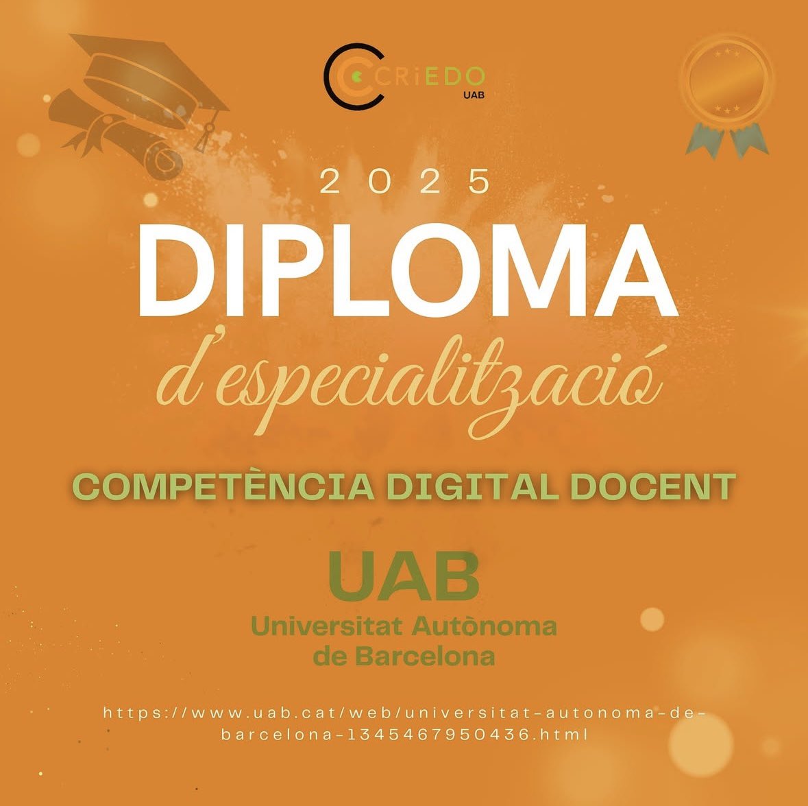 Ja està obert el període de matrícula per al Diploma d’Especialització en Competència Digital Docent! 💻📚 <a href="/UABBarcelona/">Universitat Autònoma de Barcelona</a> 

ℹ️ Consulta l’article complet: criedo-uab.cat/es/actualidad/…

#CRiEDO #UAB #CompetènciaDigital #TecnologiesEducatives #PostgrauUAB #InnovacióEducativa #Formació