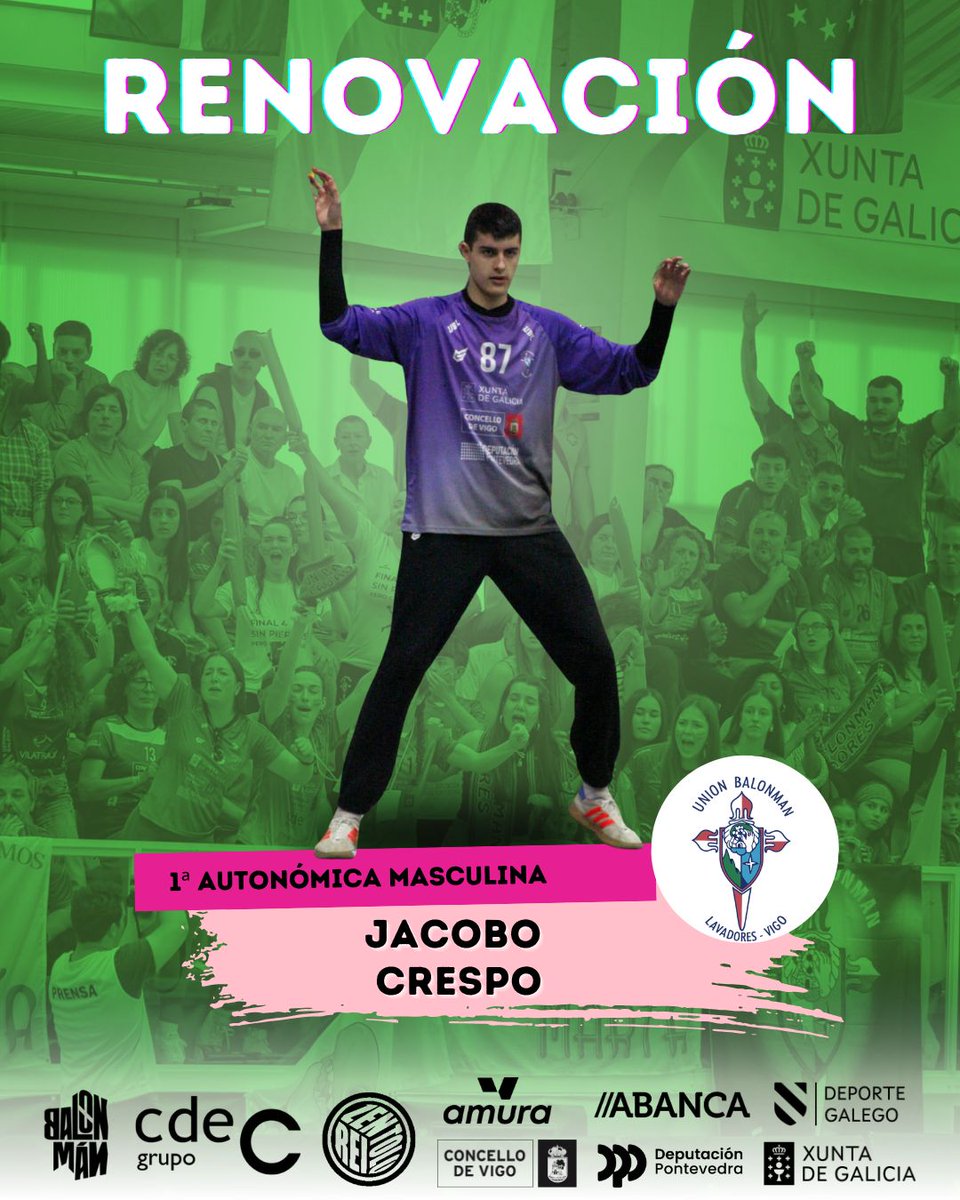 RENOVACIÓN 

Jacobo Crespo, portero formado en nuestra cantera, seguirá defendiendo nuestro escudo.

Compromiso, talento y futuro bajo palos.

#UBL #fgbalonman #ABANCA #NON #XuntadeGalicia #DeputacióndePontevedra #ConcellodeVigo #grupocdec #Anubia #Amura #ReiZentolo #GEFF