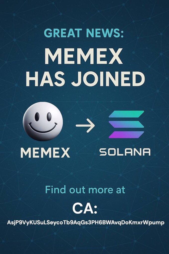x_fan149's tweet image. #WeLoveMemeX the ecosystem of the future #solana network #MemeXSoL #Omax network #Omemex large and powerful usage areas coming soon 

#MemeXSoL1000x Ca: AsjP9VyKUSuLSeycoTb9AqGs3PH6BWAvqDoKmxrWpump

#OMemeX Ca: 0xe5fb9961e76e3f706e622bfeeb0a246e6ddf0631

#Crypto #pump.fun…