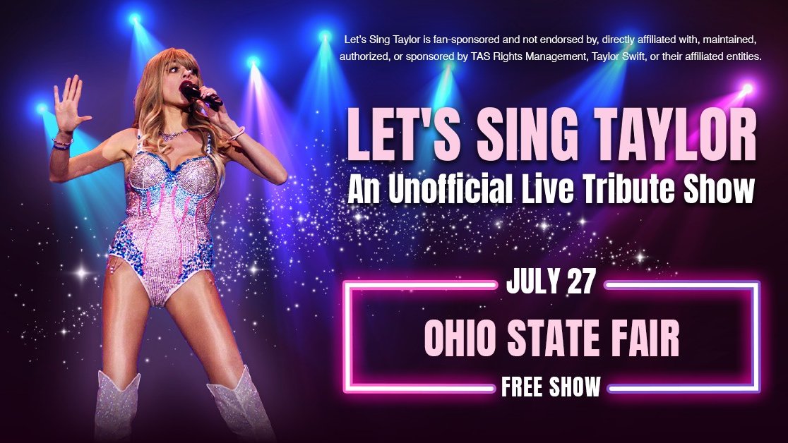 OhioStateFair's tweet image. DON'T MISS: Tonight at 7 p.m., don't miss Let’s Sing Taylor - An Unofficial Live Tribute Band in the WCOL Celeste Center!
Sing and dance along to your favorite Taylor Swift hits at this high-energy tribute concert. This free performance is included with fair admission!