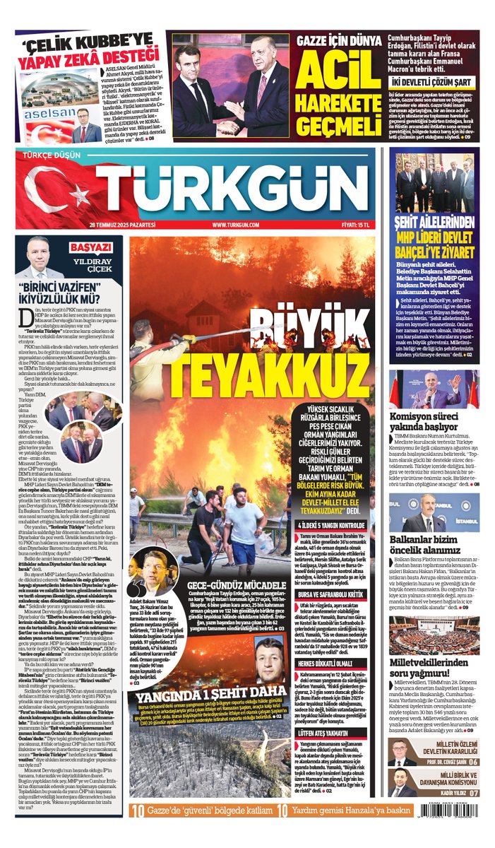 Gazetemizin 28 Temmuz 2025 Pazartesi baskısını inceleyebilirsiniz... #Türkgün #turkgungazetesi