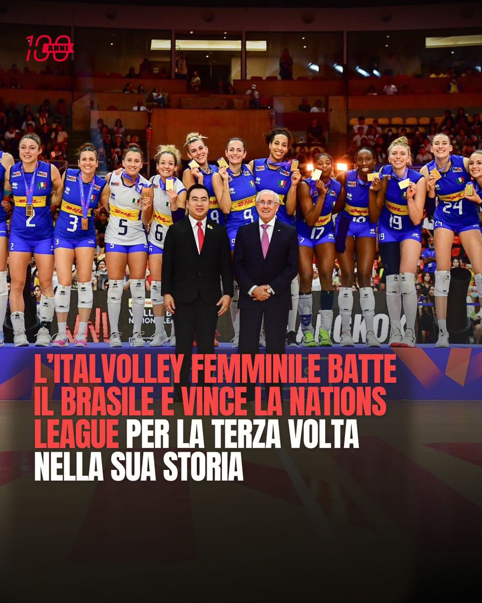 CorSport's tweet image. 🇮🇹🏐 L’ITALIA CONQUISTA LA VOLLEY NATIONS LEAGUE!
🎉 A Lodz, nella finalissima della Volley Nations League femminile, le azzurre di Velasco superano il Brasile con una prestazione straordinaria!
Il primo set va alle brasiliane, ma l’Italia vince il secondo, il terzo e il quarto