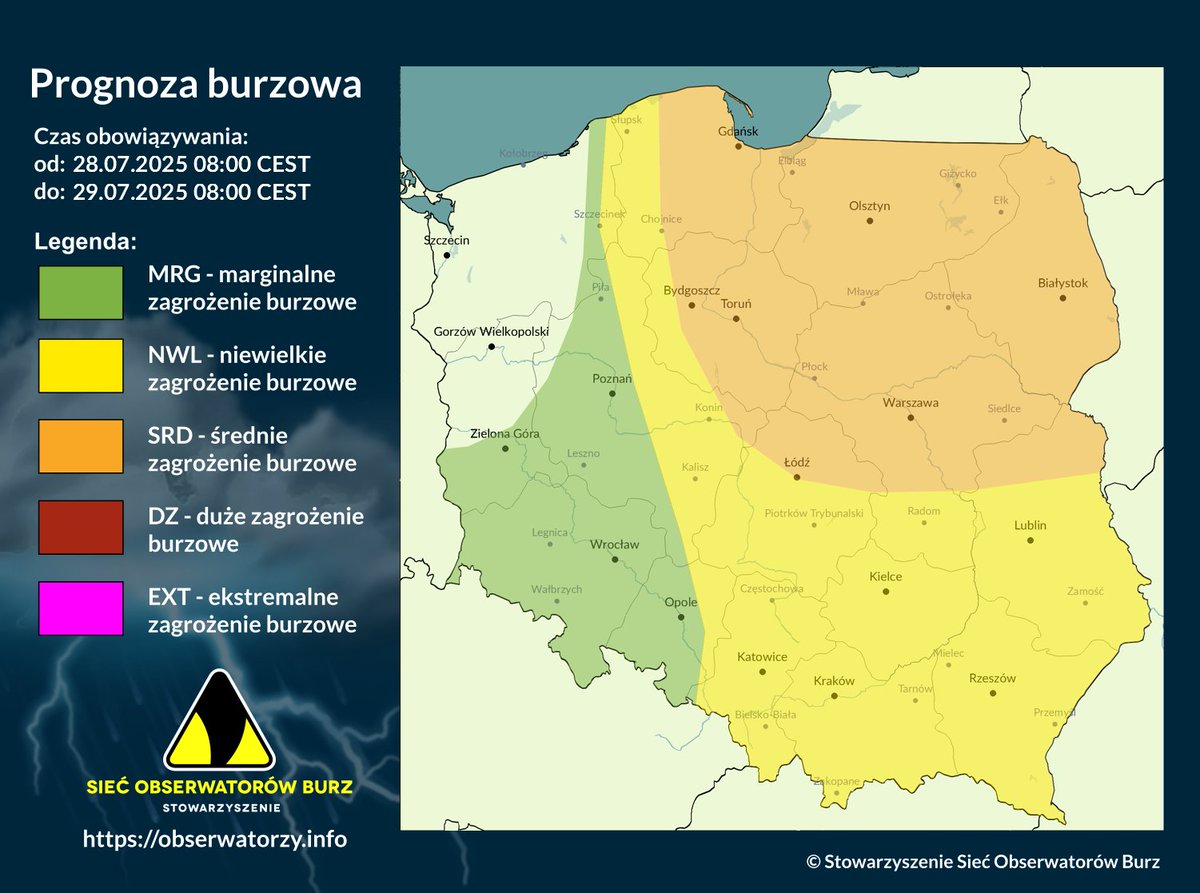 SOB_pl's tweet image. 📣🗺️⚡️W poniedziałek czeka nas kontynuacja deszczowej, a miejscami także burzowej aury. 

Polska pozostanie pod wpływem niżu śródziemnomorskiego, którego centrum przemieszczać będzie się przez wschodnią część kraju w kierunku północnym. W pasie Polski centralnej niż przyniesie…