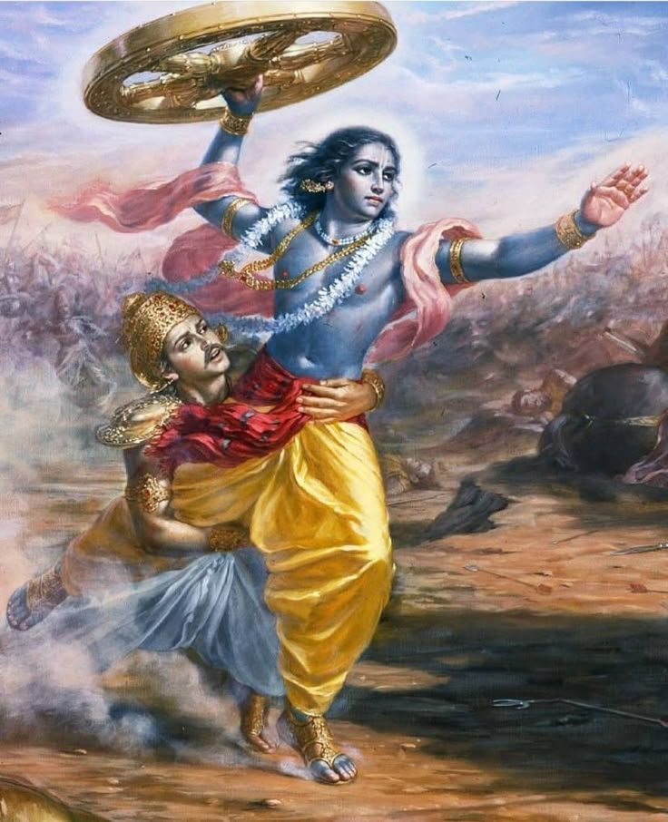 When Prabhu Breaks His Own Promise to Protect Dharma
Krishna once vowed never to raise weapons in the war. But one day, he saw Arjuna falter, and Bhishma, his beloved elder, fight for Adharma.
So what did the Krishna do?
He lifted a chariot wheel and charged- ready to break His