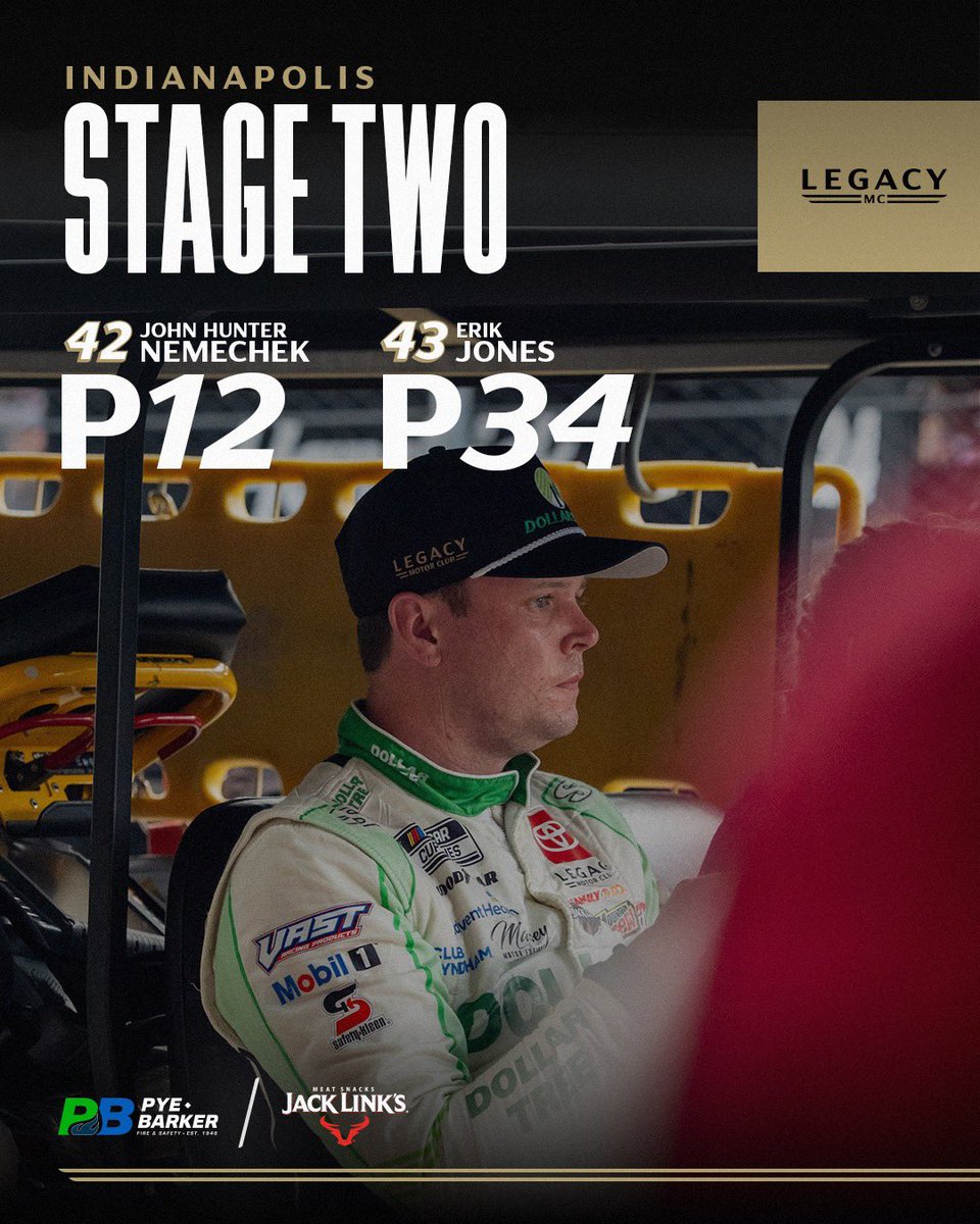 LEGACYMotorClub's tweet image. One stage remains at The Brickyard. We’re glad to see @Erik_Jones is okay! 👏