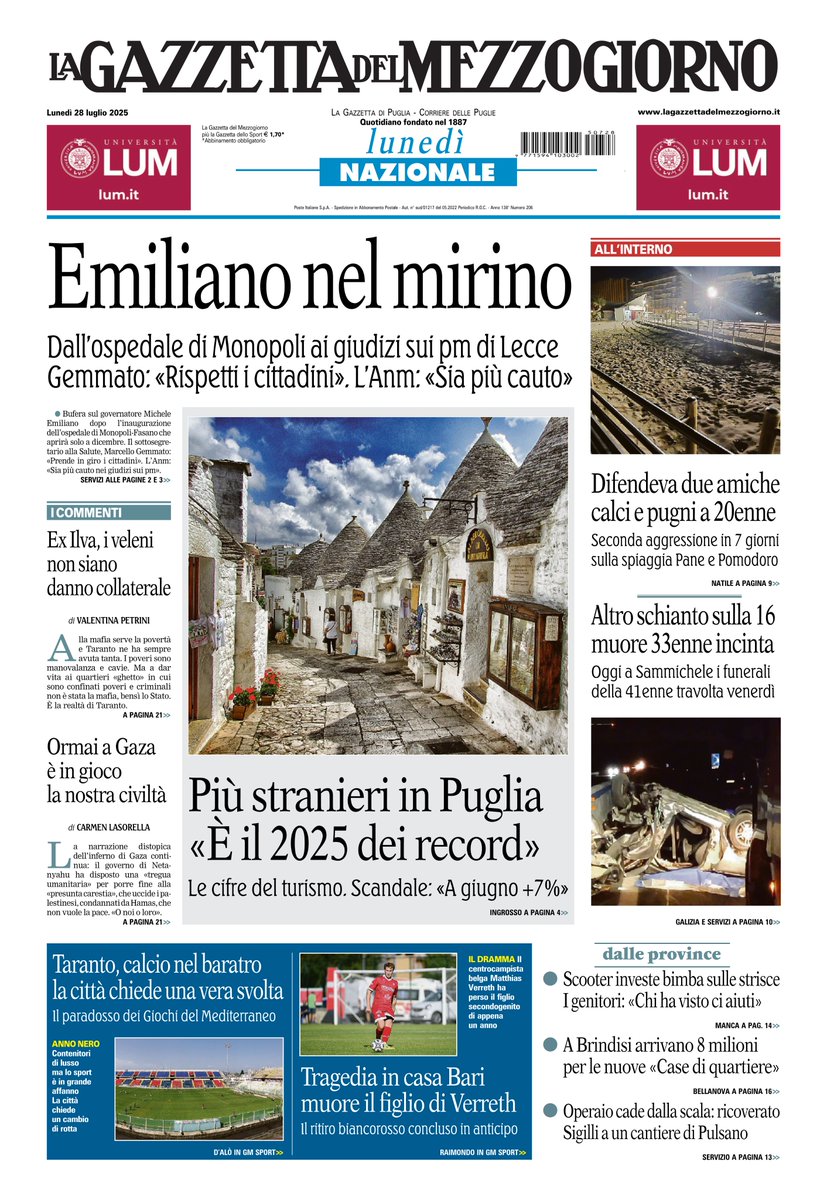 LaGazzettaWeb's tweet image. La prima pagina di oggi, 28 luglio 2025
Ci trovi in edicola e online ⤵️
bit.ly/lagazzettaweb