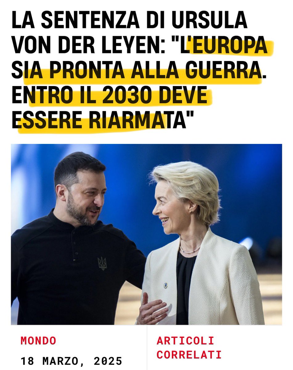 k_arsenale's tweet image. ALT FERMI TUTTI: pare che la Russia attacchi l’Europa entro il 2027, mentre l’#UE sarà riarmata solo per il 2030. Ci fingiamo morti per fregarli ??