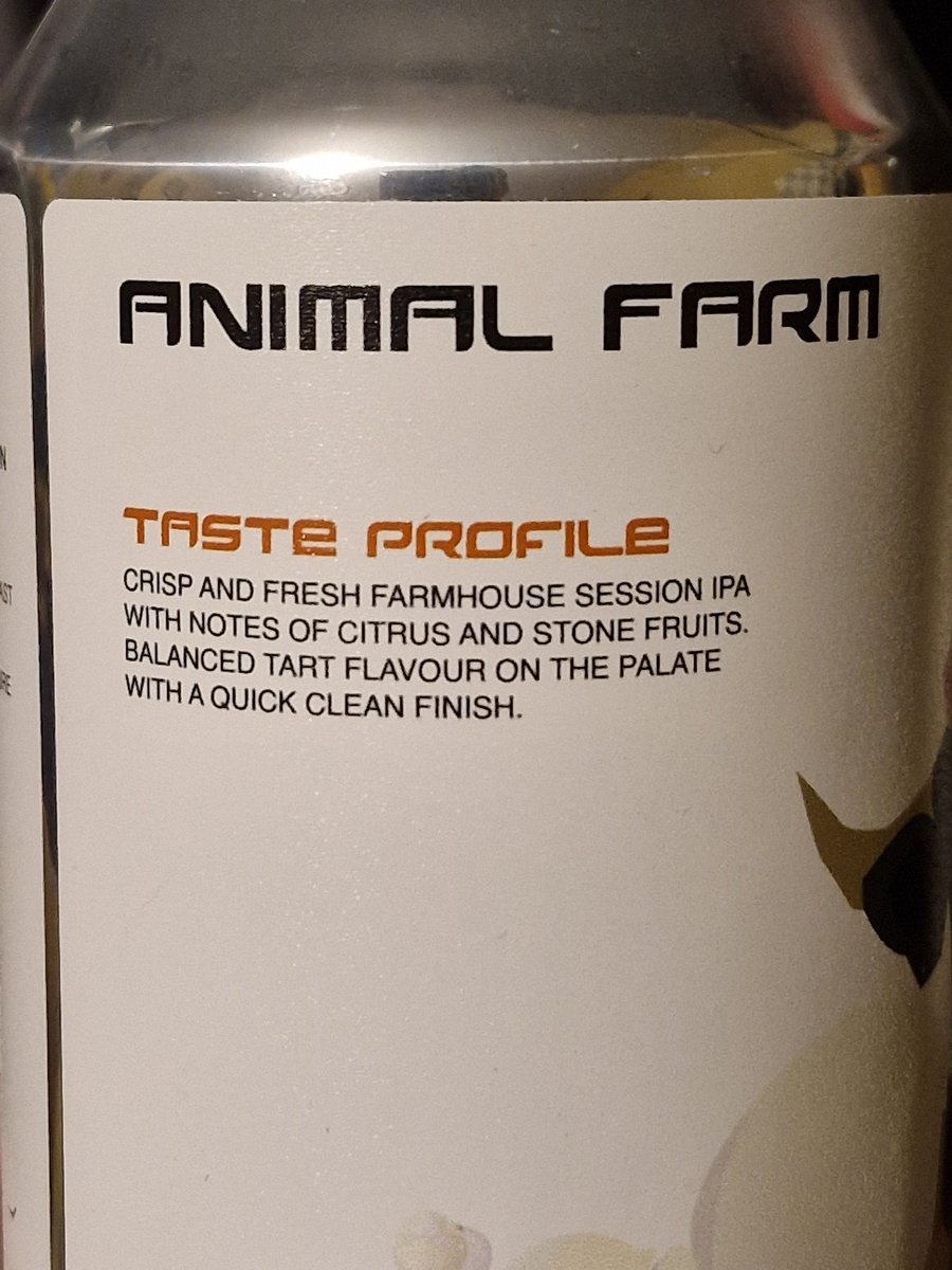 MarkRamsden16's tweet photo. A fine session IPA from Wicklow brewery Larkin's Brewing Company. Animal Farm is a 4% citrus and peach juice festival, sweet and tart at the same time cheers 🍻  slainté 🍻 #beerpics #beerphoto #beerporn #beerloversarroundtheworld https://t.co/MPnLybNHcL