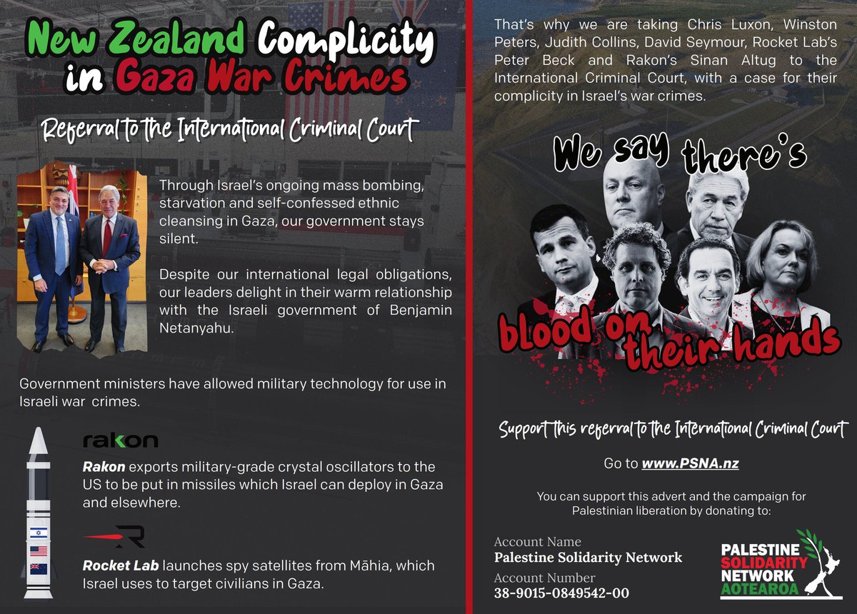 LettersForPale1's tweet image. It's now 26 days since @chrisluxonmp @JudithCollinsMP @winstonpeters & @dbseymour were referred to the International Criminal Court PSNA.nz/icc-referral
Has anyone seen even One mention in our MSM?
Remember, Democracy dies when we don't have a functioning 4th Estate!…