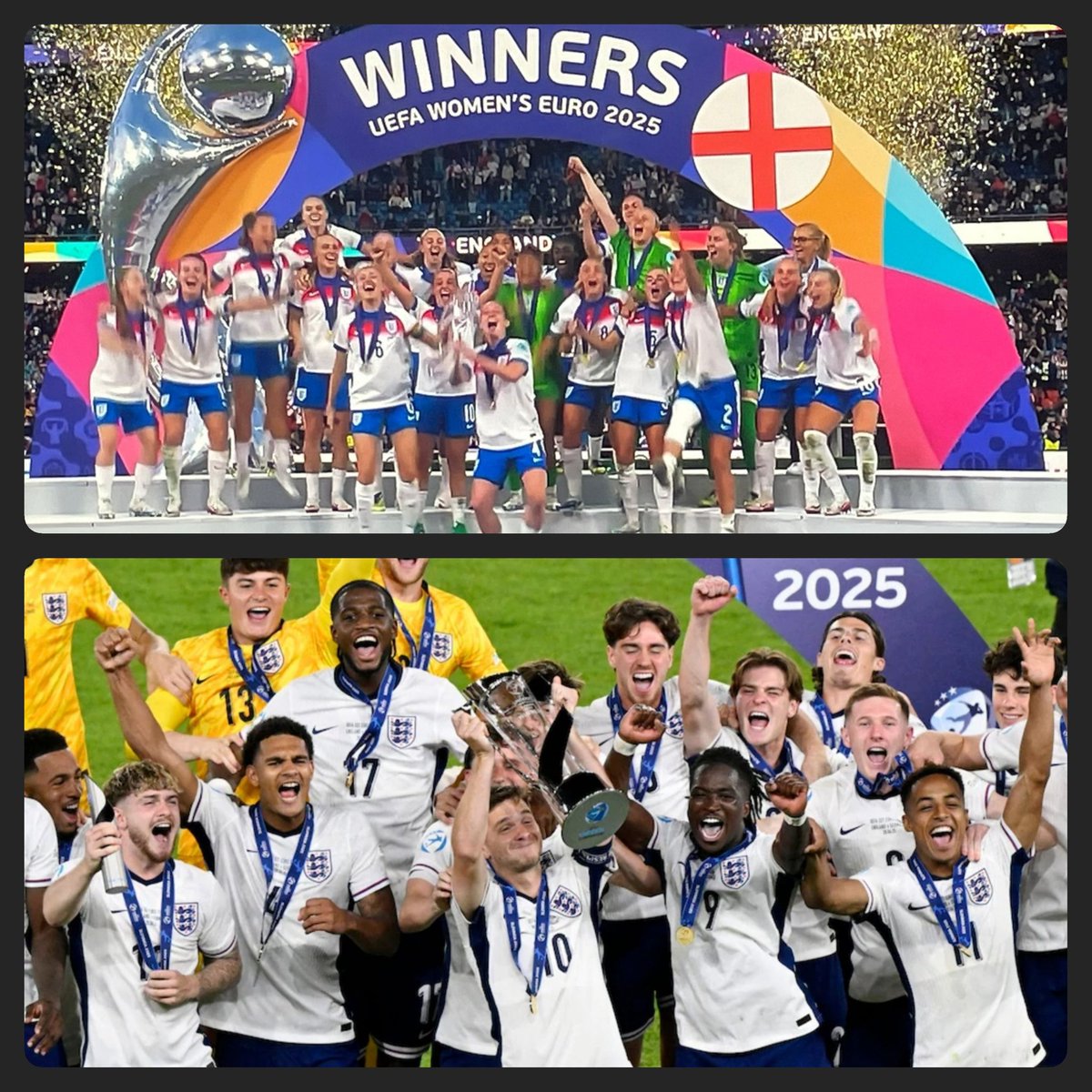 Mens U21 2025 Euro Champions, and now the Lionesses have done back to back Euro winners.  🏴󠁧󠁢󠁥󠁮󠁧󠁿🏴󠁧󠁢󠁥󠁮󠁧󠁿🏴󠁧󠁢󠁥󠁮󠁧󠁿🏴󠁧󠁢󠁥󠁮󠁧󠁿
Mens senior team, it's up to you now !
#WEURO2025final #Lionesses #England #EnglandWomen <a href="/England/">England</a> #ENGSPA #womenseuros2025 
#ENGESP