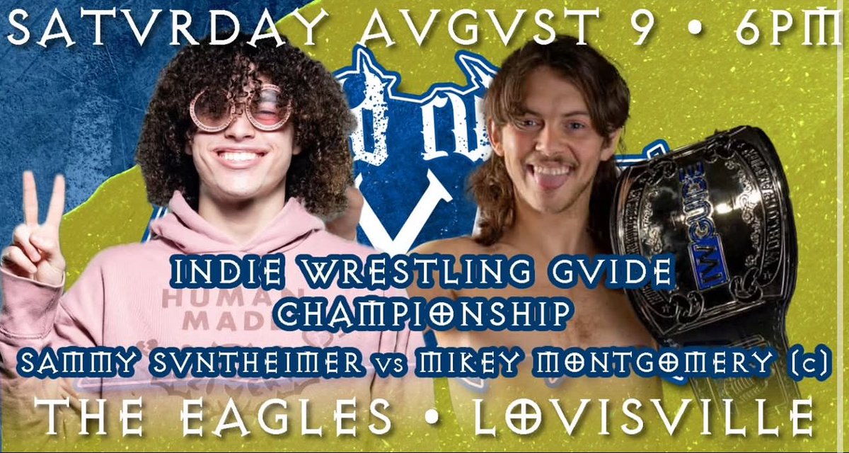 IWGuide1's tweet image. In 2 weeks @sammydawrestler gets to prove he’s his own man when he takes on the reigning and defending IWGuide champion @Montgomery_m21 

See you at @NEOProWrestling!