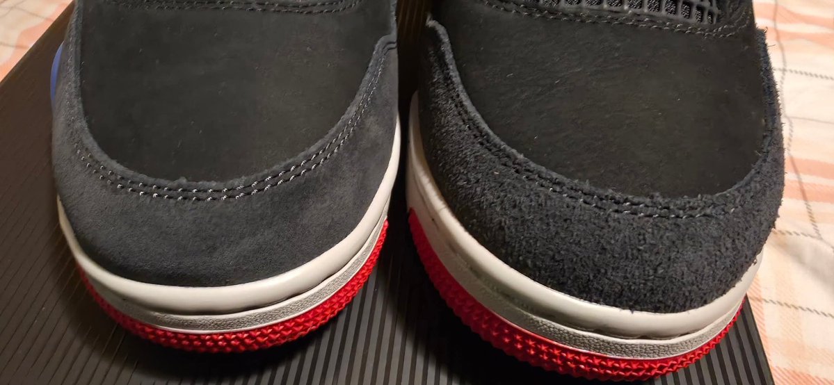 tlr926's tweet image. Someone posted this in my local group. This is just piss poor QC by nike/JB.