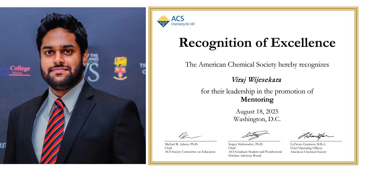 MatthewEddyLab's tweet image. Huge congratulations to @anuradha_viraj for winning an ACS recognition in excellence for his teaching and mentoring. Well deserved!
