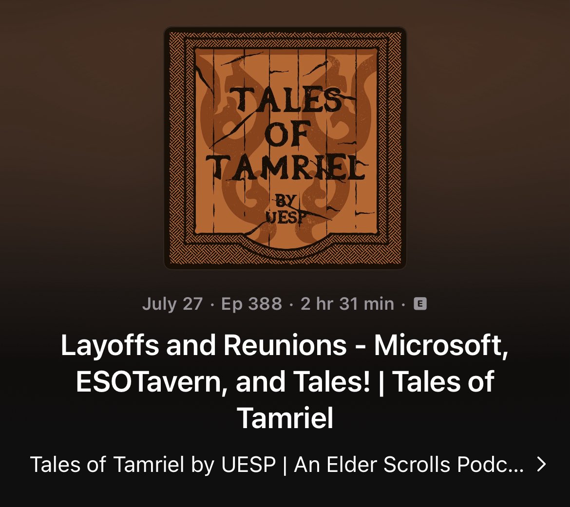 Whether an end to the weekend or a start to the week the newest episode of Tales is available on your podcatcher of choice! ⚔️