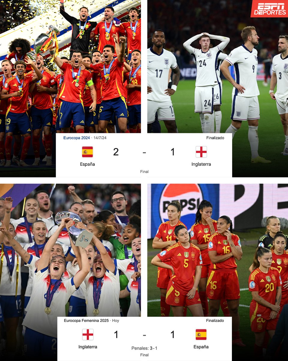 ESPNDeportes's tweet image. Vaya finales de EUROS nos han regalado España e Inglaterra estos dos años. 🏴 🔥 🇪🇸