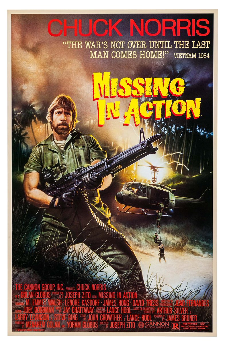 Spaniard006's tweet image. MISSING IN ACTION &apos;84

I&apos;ve successfully avoided a Chuck Norris binge until the age of 33...what a dumb move on my part.
 The scene of Norris being called out on war crimes is f*cking COLD! #FirstWatch #80s #NowWatching #Film #ChuckNorris