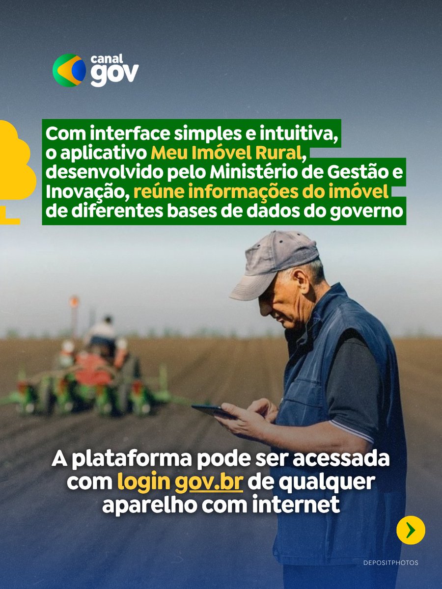 canalgov's tweet image. MEU IMÓVEL RURAL | Uma nova plataforma lançada pelo governo federal nesta quarta (23/7) reúne as principais informações e documentos de imóveis rurais em um só ambiente. O acesso pode ser feito pelo site, pelo computador, ou por aplicativo, com login Gov.Br.‌