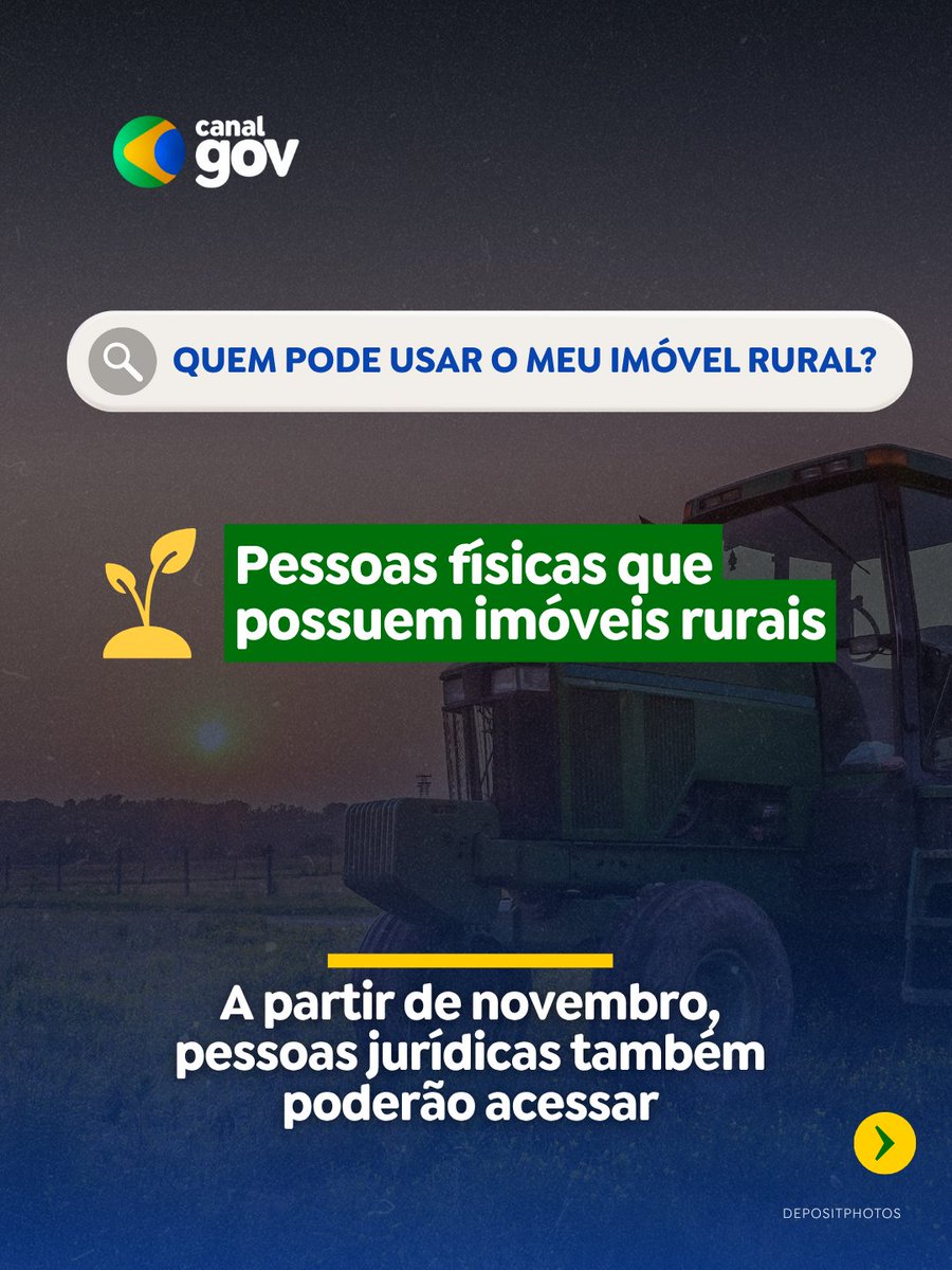 canalgov's tweet image. MEU IMÓVEL RURAL | Uma nova plataforma lançada pelo governo federal nesta quarta (23/7) reúne as principais informações e documentos de imóveis rurais em um só ambiente. O acesso pode ser feito pelo site, pelo computador, ou por aplicativo, com login Gov.Br.‌