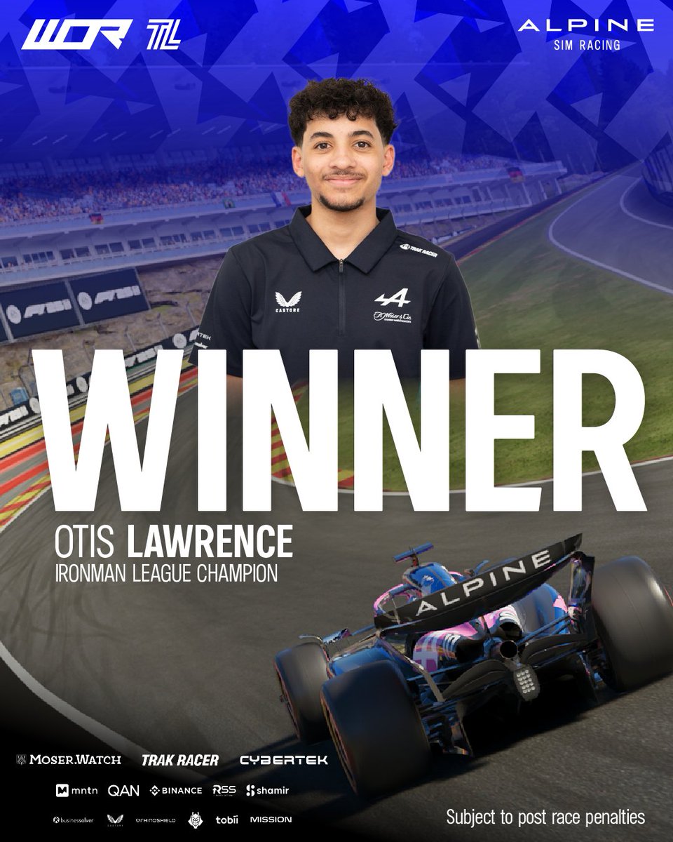 Our First Championship Win!!🏆

<a href="/FRA_ELITE45/">Otis Lawrence</a> dominated the <a href="/ironmanleaguef1/">Ironman League X WOR</a> with relentless pace and unshakable focus.

“Consistency is key, so I will use it to improve and prepare myself for what’s to come.”

We're just getting started!