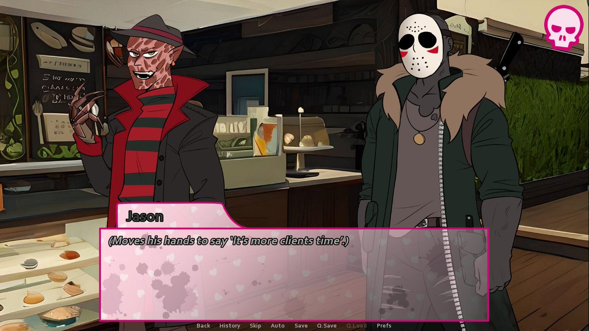 AlegoticT's tweet image. Friendly reminder that I have a dating simulator game about slashers π
alegotic-twelve.itch.io/horrorromance
#slasher #dbd #DeadbyDaylight #Ghostface #JasonVoorhees #freddykrueger #chucky #michaelmyers #HorrorRomanceGame