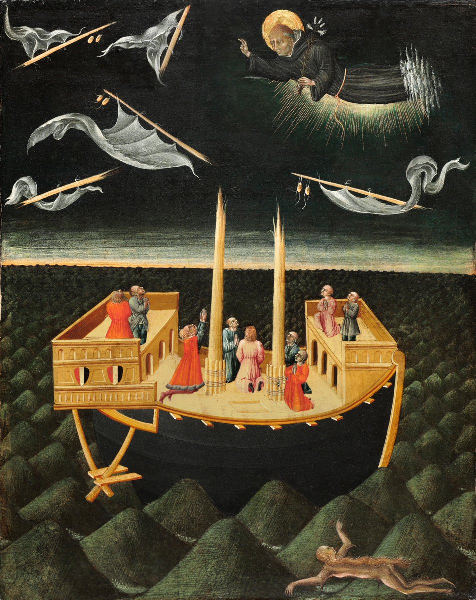 San Nicolás de Tolentino salvando a unos náufragos,
Giovanni di Paolo, 1457.