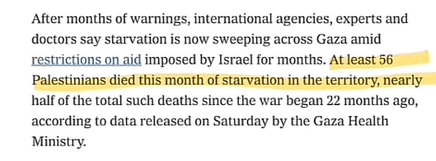 srkninci's tweet image. Ny Times’da yayınlanan makalede 56 Filistinlinin bu ay içerisinde AÇLIKTAN öldüğünü raporlamış.
Netahyahu ve destekçisi radikaller, Yahudileri mazlum bir halktan, soykırımcı bir millete dönüştürdü.
Bu utanç Yahudileri tarih boyunca takip edecek.