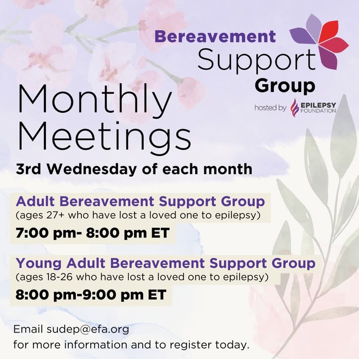 EpilepsyFdn's tweet image. If you’ve lost a loved one due to epilepsy, you’re not alone.
Join our Bereavement Virtual Support Group on Wed, August 20—sessions available for adults & young adults.
Email sudep@efa.org for info & to register.