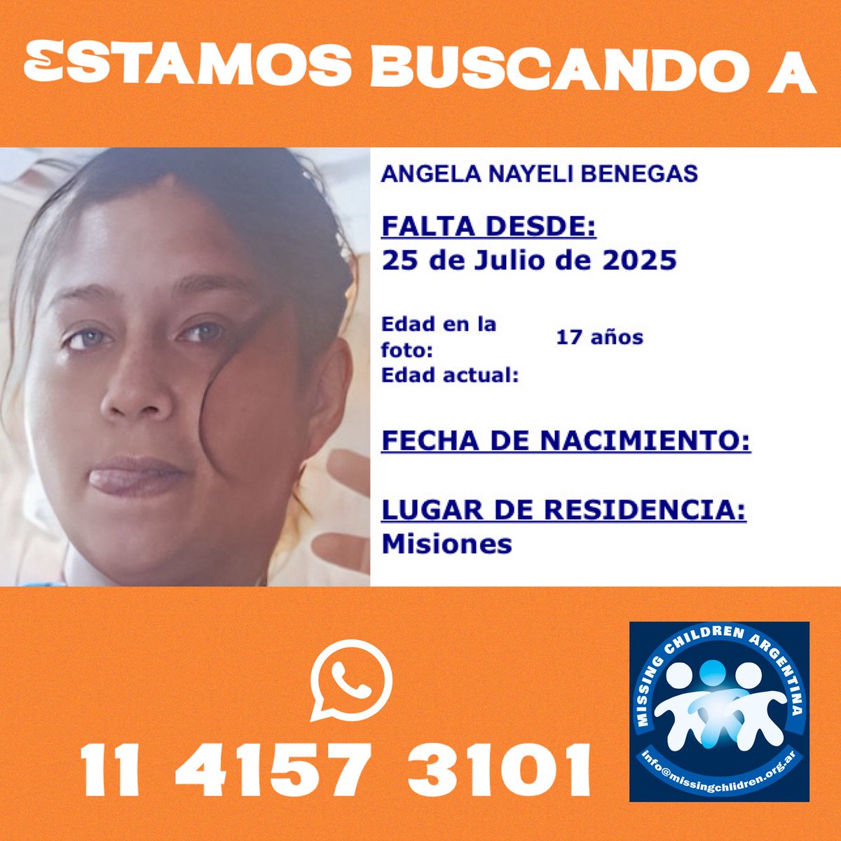 Gracias por compartir
Gracias por prestarnos tus ojos

#conloschicosno 
#chicosperdidos 
#pormaschicosencontrados 
#missingchildrenarg