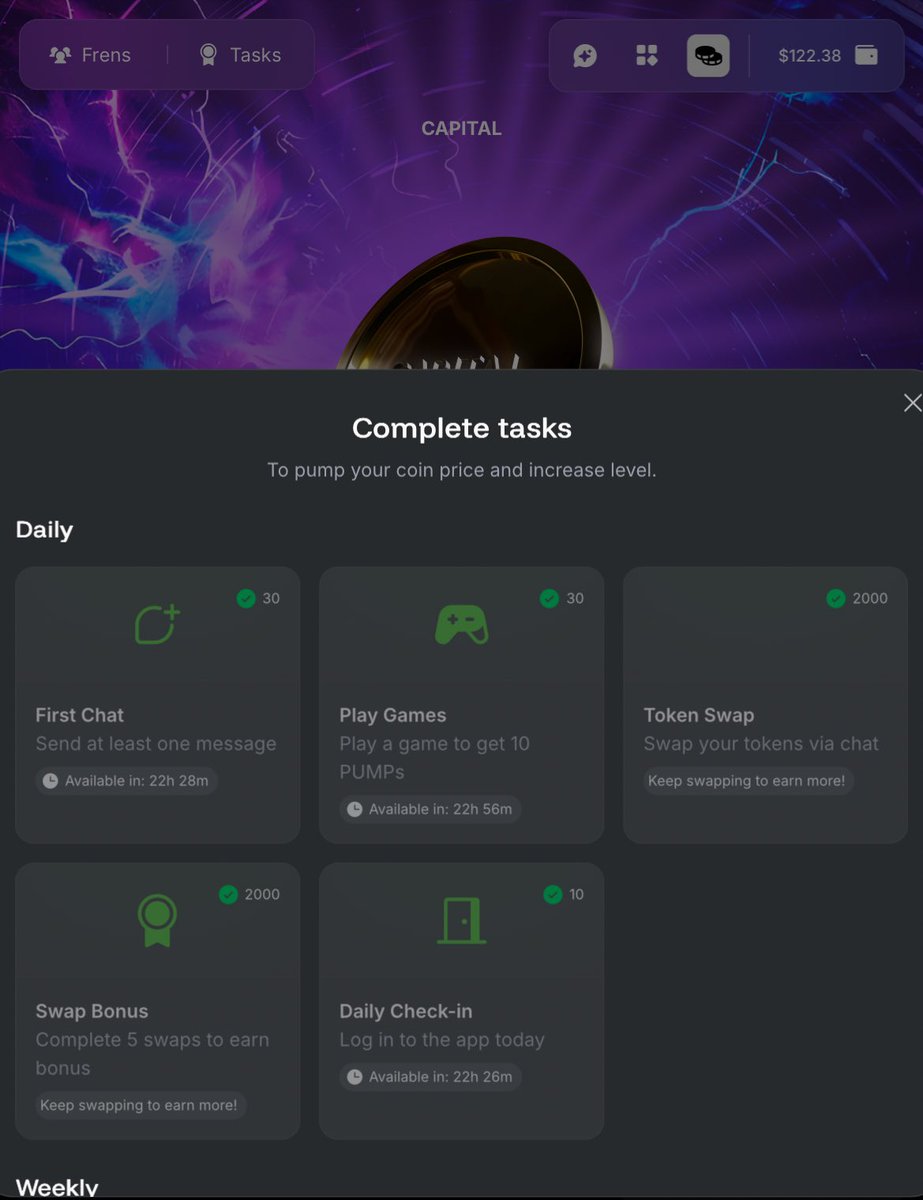 CAPITAL__DC's tweet image. Completed my daily task in @wardenprotocol
-. Chat with the AI
-. play games
-. Do a few swaps to earn more pumps
How many pumps have you accumulated so far ?