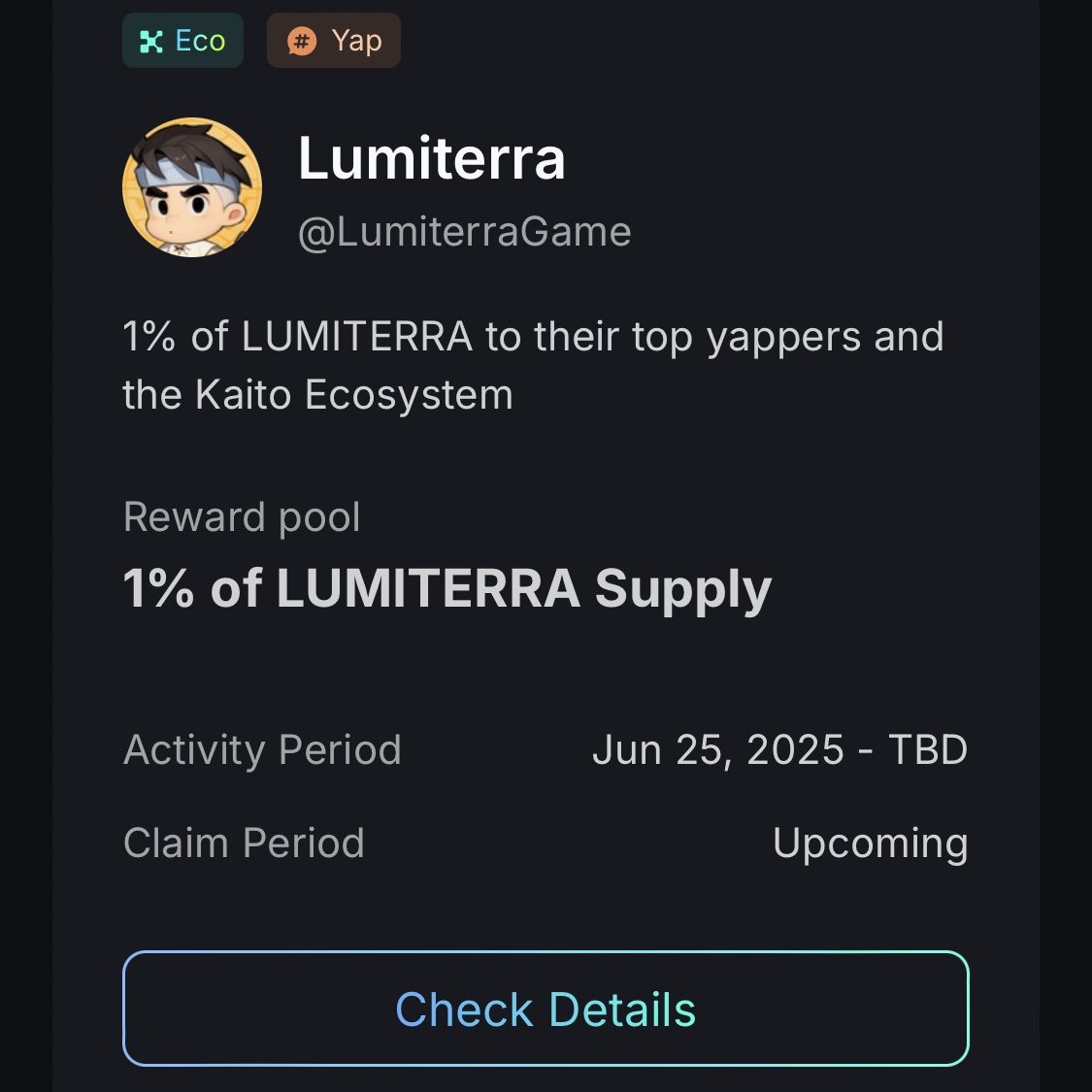 DreamBXM's tweet image. Ok
This project actually caught my eyes
@LumiterraGame looks fun and I like that you can own and trade everything you earn.
I’m definitely watching it.
I’ll also try the game too.
Glumi?