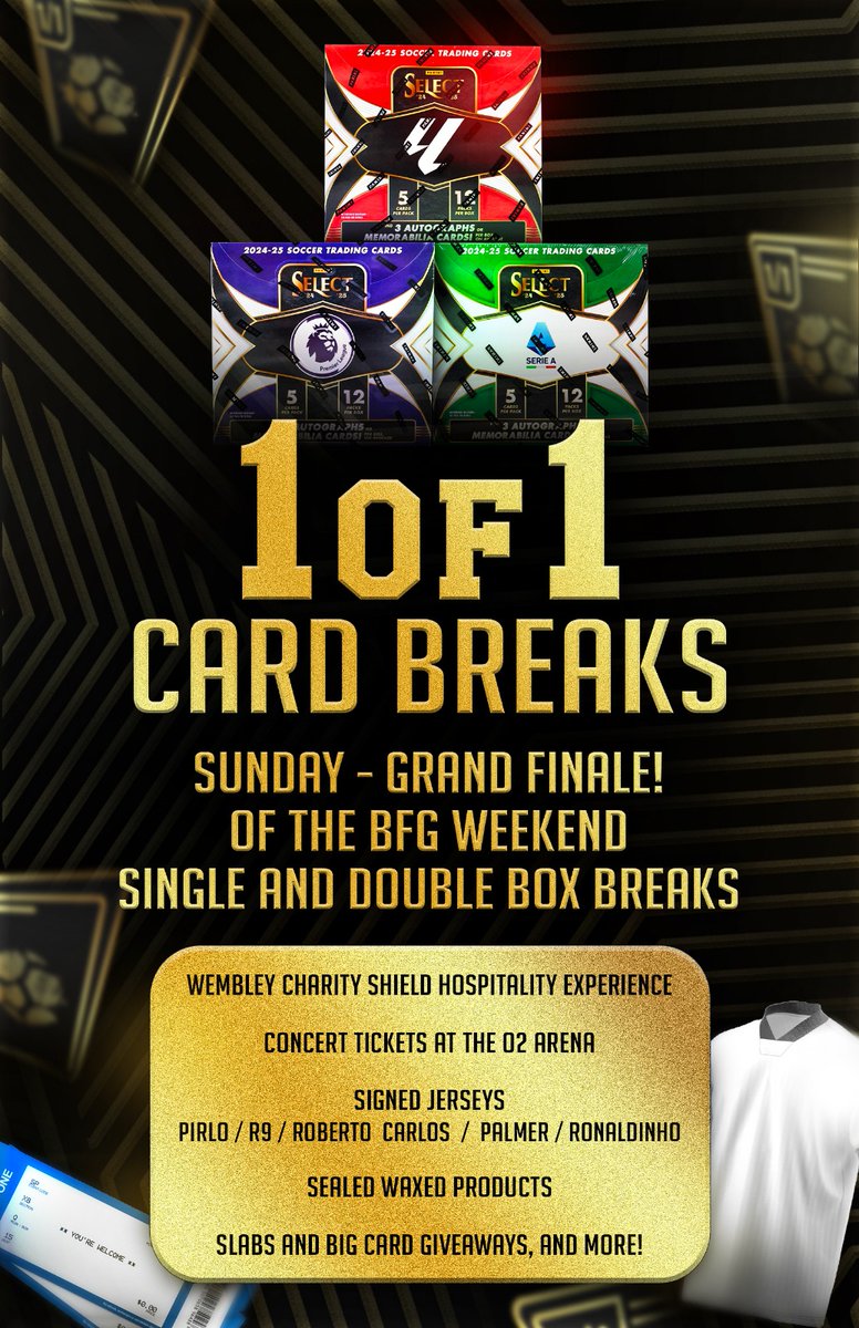 🚨 Sundays mega stream is live 

Single and Double Box Breaks

HUGE £25k worth of giveaways 👀

Come join us: whatnot.com/s/0AElXDhf