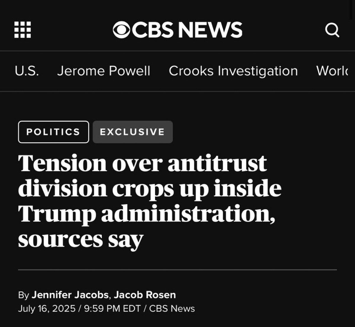 SCOOP:

Sources tell me that some of the consultants involved in forcing a settlement between <a href="/HPE/">HPE</a> and the DOJ were each paid $1 million for their influence peddling, and that <a href="/ChadMizelle47/">Chad Mizelle</a> forced the settlement on the anti-Trust division against their will. He turned a blind