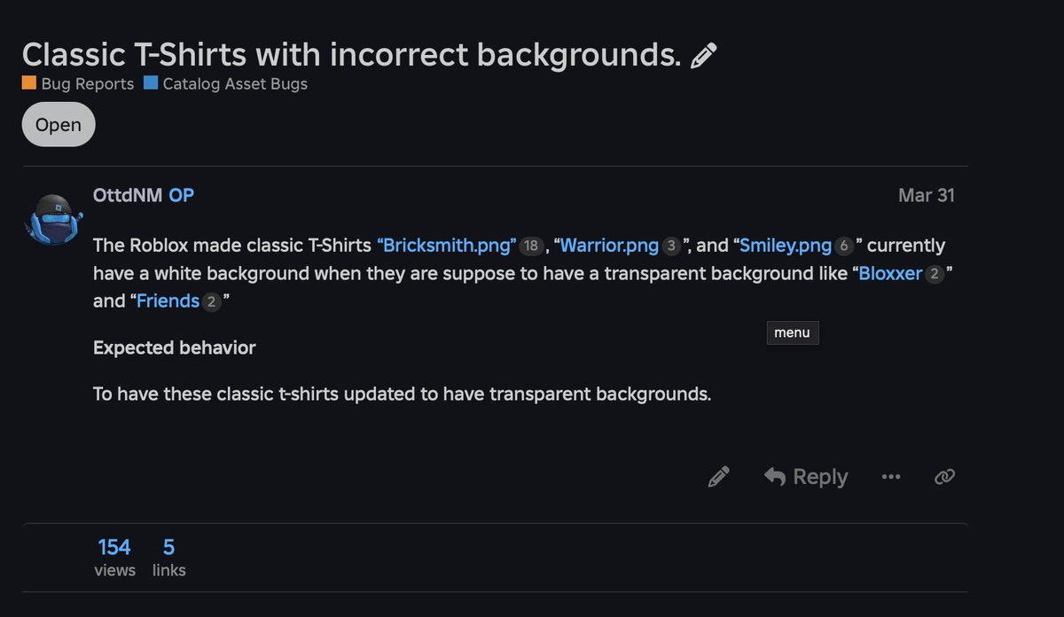 ottd0's tweet image. The admins are gonna respond to this bug report any day now..
#roblox