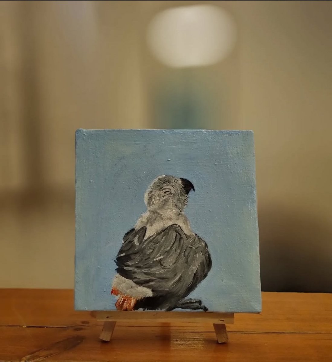 ladyfeather__'s tweet image. Oil painting portrait of my baby bird Pluto