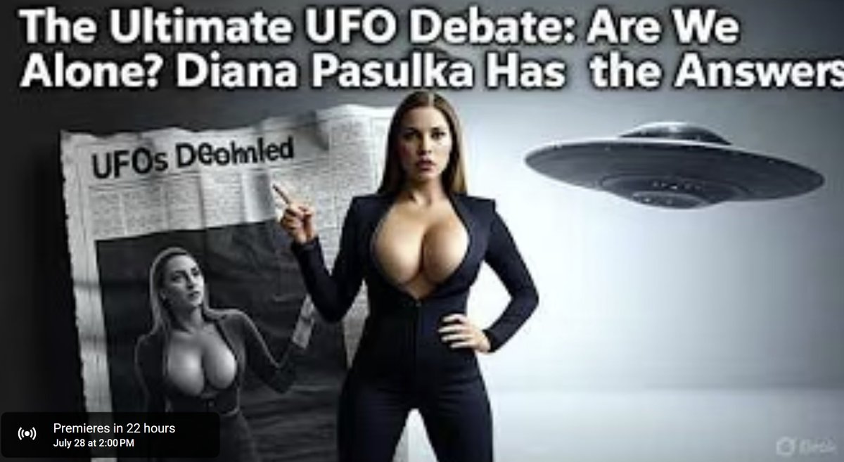 JasonColavito's tweet image. Tomorrow, a YouTube channel is going to do a video about Diana Pasulka&apos;s NYT podcast, and they generated the thumbnail with Grok, which apparently thinks this is what Pasulka should look like. youtube.com/watch?v=Ao4Rgm…