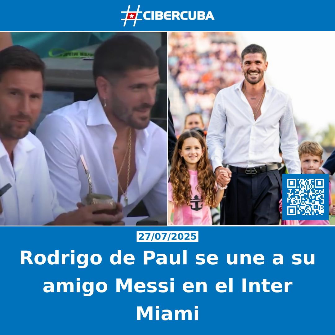 CiberCuba's tweet image. Rodrigo de Paul se une a su amigo Messi en el Inter Miami
Leer más: shrlnk.org/noticias/2025-…