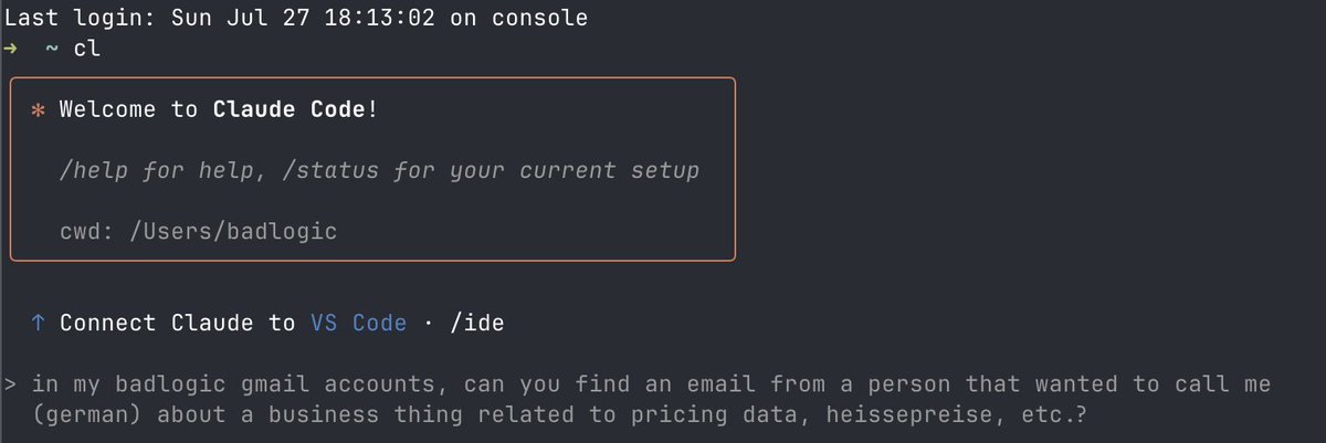 badlogicgames's tweet image. Was looking for a one-off email by a person showing interest in a project of mine. Email might be in one of many email accounts.
Queried Claude Code via my Gmail MCP and Gemini inside of Gmail.
Claude Code nailed it. Gmail shat the bed hard.
How is Google so bad at basics?